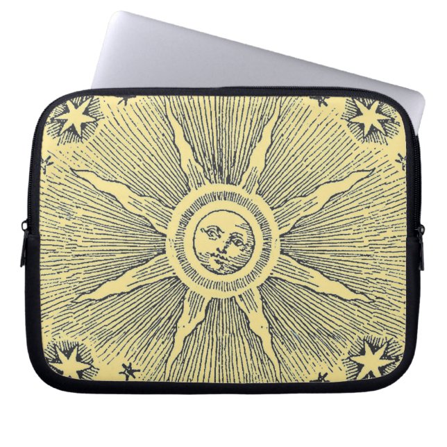 Sun Stars Antique Night Sky Medieval Zodiac Laptop Sleeve (Front)