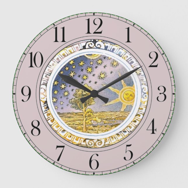 Sun Stars Celestial Lavender  Large Clock (Front)