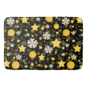 Sun Stars Flowers Glitters Pattern Design Bath Mat