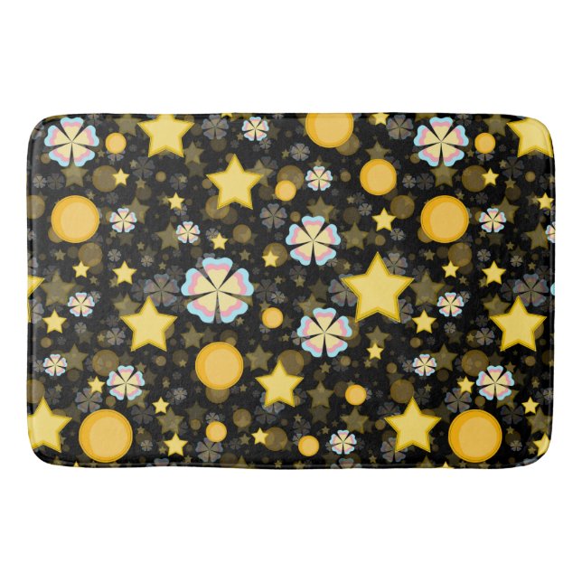 Sun Stars Flowers Glitters Pattern Design  Bath Mat (Front)