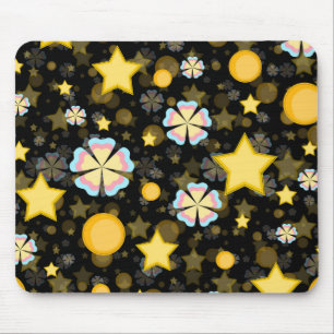 Sun Stars Flowers Glitters Pattern Design Mouse Mat