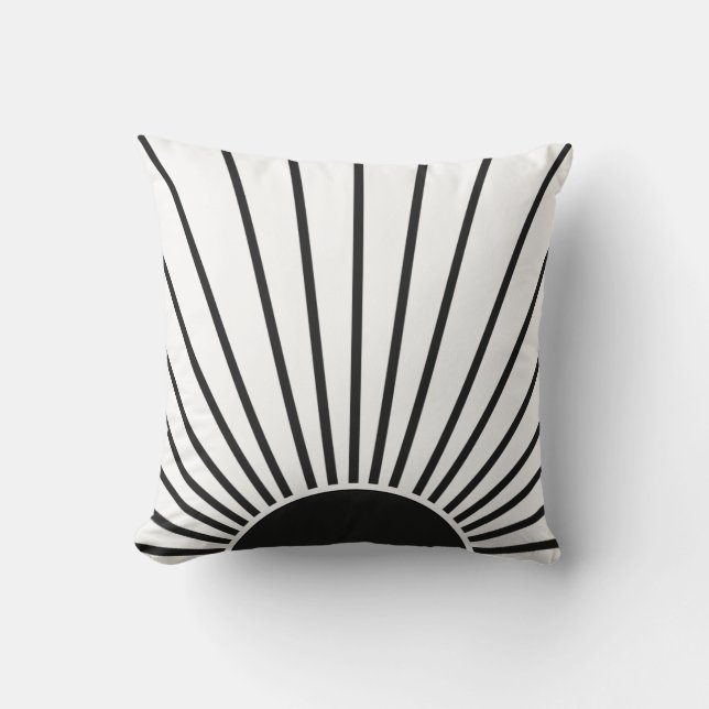 Sun Sunrise Black And White Abstract Sunshine Cushion (Front)