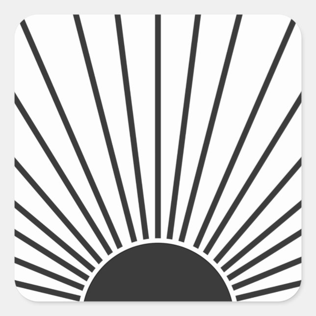 Sun Sunrise Black And White Abstract Sunshine Square Sticker (Front)