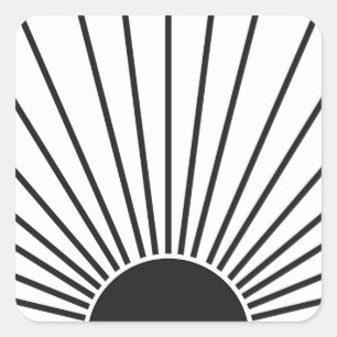 Sun Sunrise Black And White Abstract Sunshine Square Sticker