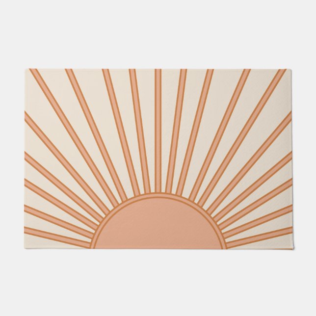 Sun Sunrise Earth Tones Terracotta Retro Sunshine Doormat (Front)