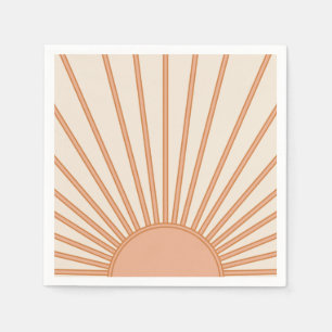 Sun Sunrise Earth Tones Terracotta Retro Sunshine Napkin