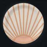 Sun Sunrise Earth Tones Terracotta Retro Sunshine Paper Plate<br><div class="desc">Sun Print – beige and earth tones - Sunshine,  Modern Abstract Geometric Sunrise.</div>