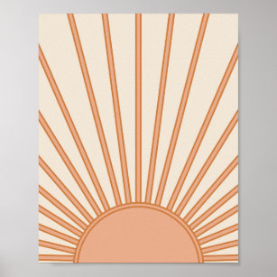 Sun Sunrise Earth Tones Terracotta Retro Sunshine Poster