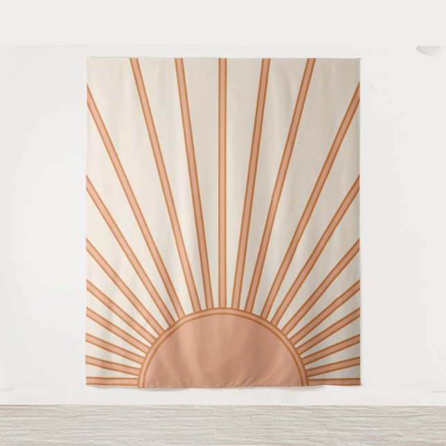 Sun Sunrise Earth Tones Terracotta Retro Sunshine Tapestry (Front)