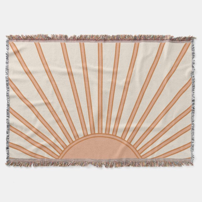 Sun Sunrise Earth Tones Terracotta Retro Sunshine Throw Blanket (Front)