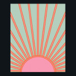 Sun Sunrise Green And Pink Abstract Retro Sunshine Poster<br><div class="desc">Sun Print – Aqua / teal / green and pink - Sunshine,  Modern Abstract Geometric Sunrise.</div>