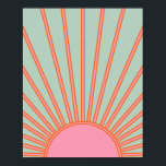 Sun Sunrise Green And Pink Abstract Retro Sunshine Poster<br><div class="desc">Sun Print – Aqua / teal / green and pink - Sunshine,  Modern Abstract Geometric Sunrise.</div>