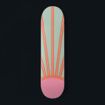 Sun Sunrise Green And Pink Abstract Retro Sunshine Skateboard<br><div class="desc">Sun Print – Aqua / teal / green and pink - Sunshine,  Modern Abstract Geometric Sunrise.</div>