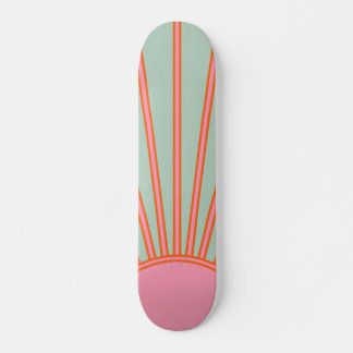 Sun Sunrise Green And Pink Abstract Retro Sunshine Skateboard