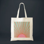 Sun Sunrise Green And Pink Abstract Retro Sunshine Tote Bag<br><div class="desc">Sun Print – Aqua / teal / green and pink - Sunshine,  Modern Abstract Geometric Sunrise.</div>