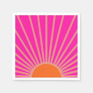 Sun Sunrise Hot Pink And Orange Preppy Sunshine Napkin