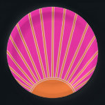 Sun Sunrise Hot Pink And Orange Preppy Sunshine Paper Plate<br><div class="desc">Sun Print – hot pink and orange - Sunshine,  Modern Abstract Geometric Sunrise.</div>