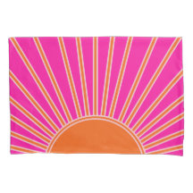 Sun Sunrise Hot Pink And Orange Preppy Sunshine Pillowcase