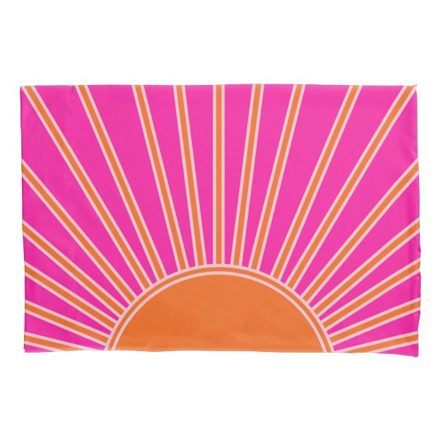 Sun Sunrise Hot Pink And Orange Preppy Sunshine Pillowcase (Front)