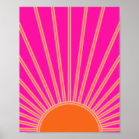 Sun Sunrise Hot Pink And Orange Preppy Sunshine