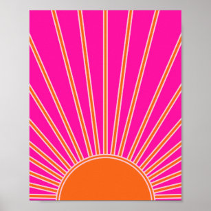 Sun Sunrise Hot Pink And Orange Preppy Sunshine Poster