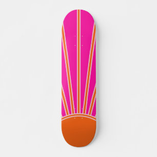 Sun Sunrise Hot Pink And Orange Preppy Sunshine Skateboard