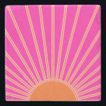 Sun Sunrise Hot Pink And Orange Preppy Sunshine Stone Coaster<br><div class="desc">Sun Print – hot pink and orange - Sunshine,  Modern Abstract Geometric Sunrise.</div>