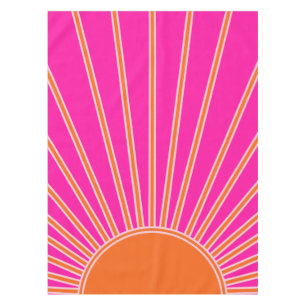 Sun Sunrise Hot Pink And Orange Preppy Sunshine Tablecloth