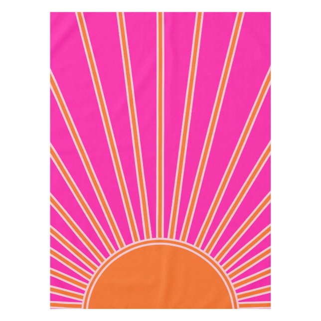 Sun Sunrise Hot Pink And Orange Preppy Sunshine Tablecloth (Front)