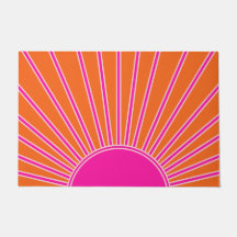Sun Sunrise Orange And Hot Pink Preppy Sunshine Doormat