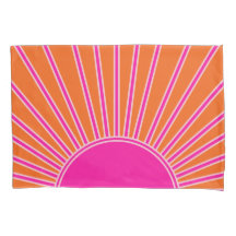 Sun Sunrise Orange And Hot Pink Preppy Sunshine Pillowcase