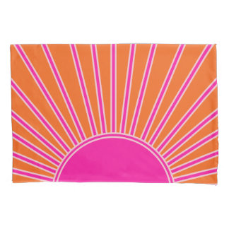 Sun Sunrise Orange And Hot Pink Preppy Sunshine Pillowcase