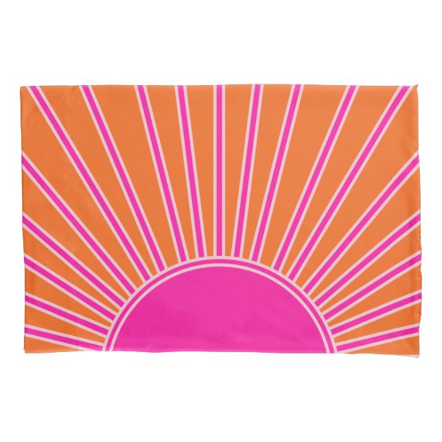Sun Sunrise Orange And Hot Pink Preppy Sunshine Pillowcase (Front)