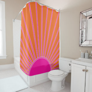 Sun Sunrise Orange And Hot Pink Preppy Sunshine Shower Curtain