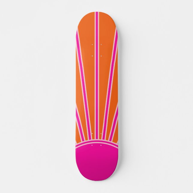 Sun Sunrise Orange And Hot Pink Preppy Sunshine Skateboard (Front)