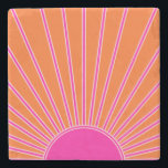 Sun Sunrise Orange And Hot Pink Preppy Sunshine Stone Coaster<br><div class="desc">Sun Print – hot pink and orange - Sunshine,  Modern Abstract Geometric Sunrise.</div>