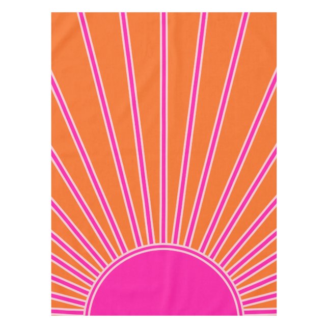 Sun Sunrise Orange And Hot Pink Preppy Sunshine Tablecloth (Front)