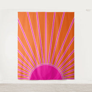 Sun Sunrise Orange And Hot Pink Preppy Sunshine Tapestry