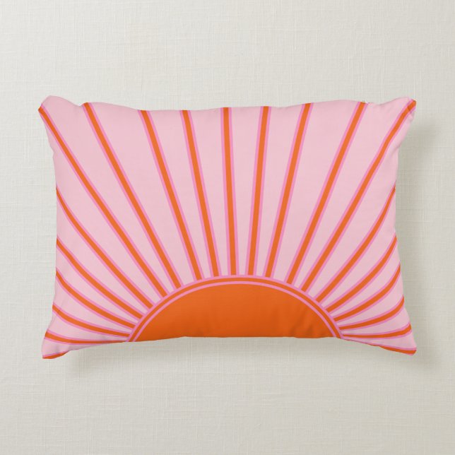 Sun Sunrise Pastel Pink And Orange Sunshine Decorative Cushion (Front)