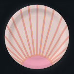 Sun Sunrise Pink Abstract Retro Sunshine Paper Plate<br><div class="desc">Pink Sun Print - Sunshine,  Modern Abstract Geometric Sunrise.</div>