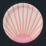 Sun Sunrise Pink Abstract Retro Sunshine Paper Plate<br><div class="desc">Pink Sun Print - Sunshine,  Modern Abstract Geometric Sunrise.</div>