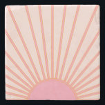 Sun Sunrise Pink Abstract Retro Sunshine Stone Coaster<br><div class="desc">Pink Sun Print - Sunshine,  Modern Abstract Geometric Sunrise.</div>
