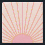 Sun Sunrise Pink Abstract Retro Sunshine Stone Coaster<br><div class="desc">Pink Sun Print - Sunshine,  Modern Abstract Geometric Sunrise.</div>