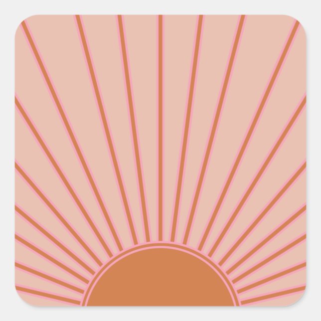 Sun Sunrise Terracotta Earth Tones Sunshine Square Sticker (Front)