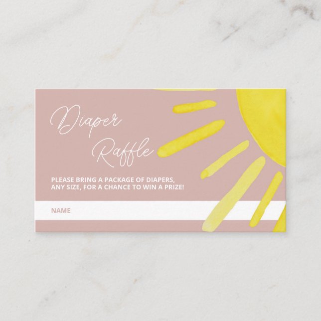 Sun Sunshine Baby Shower Diaper Raffle Enclosure Card (Front)