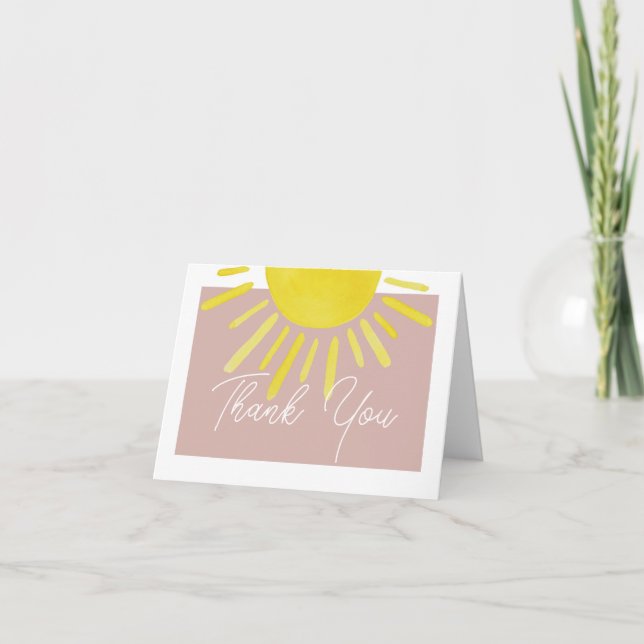 Sun Sunshine Girl Baby Shower Thank You Card (Front)