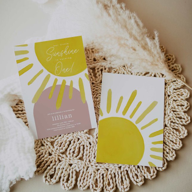 Sun Sunshine Girl's First Birthday Invitation (Creator Uploaded)