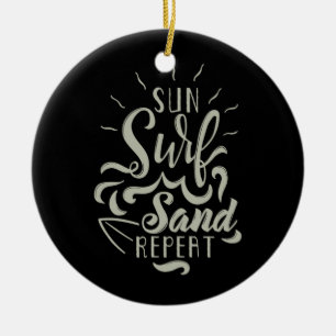 Sun Surf Sand Repeat Ceramic Tree Decoration