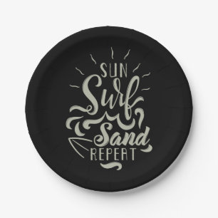 Sun Surf Sand Repeat Paper Plate