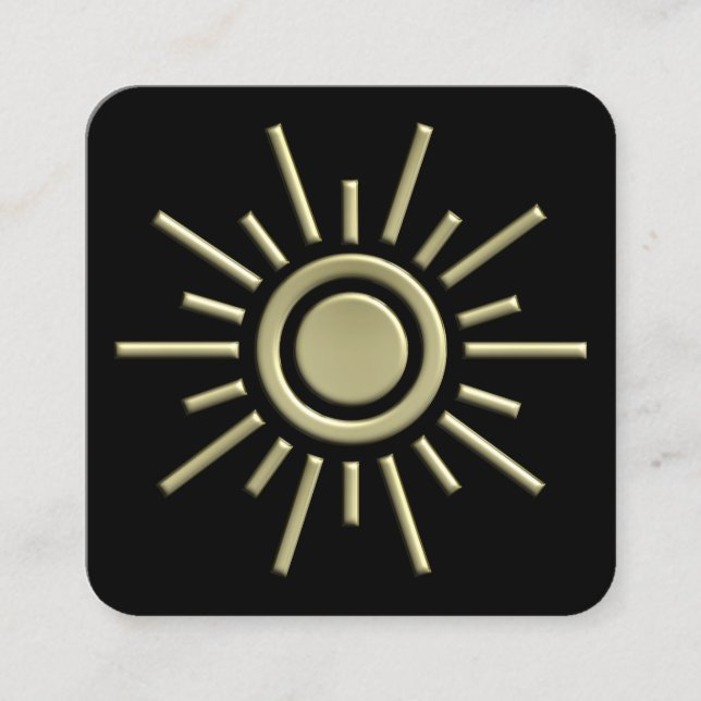 Sun Symbol 01 - Gold Square Business Card (Front)